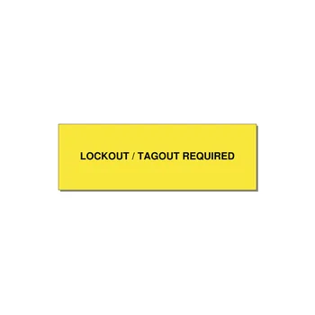 3.0x1.0" Lockout Tagout Label - LOCKOUT / TAGOUT REQUIRED — 3x1" Black on Yellow, Holes