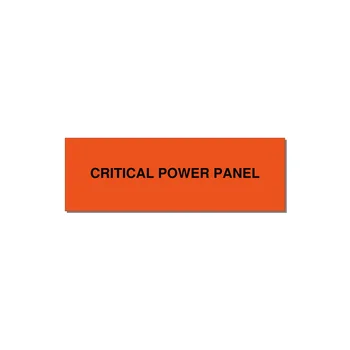 3.0x1.0" Panel Identification Label - CRITICAL POWER PANEL — 3x1" Black on Orange, Adhesive