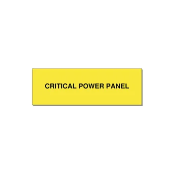 3.0x1.0" Panel Identification Label - CRITICAL POWER PANEL — 3x1" Black on Yellow, Holes