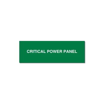 3.0x1.0" Panel Identification Label - CRITICAL POWER PANEL — 3x1" White on Green, Holes
