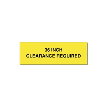 3.0x1.0" Safety Label - 36 INCH CLEARANCE REQUIRE — 3x1" Black on Yellow, Adhesive