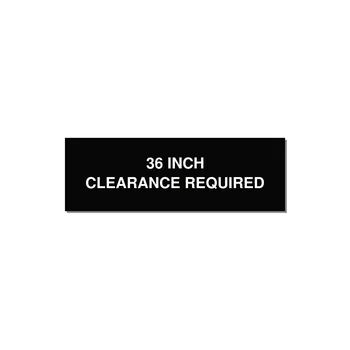 3.0x1.0" Safety Label - 36 INCH CLEARANCE REQUIRE — 3x1" White on Black, Adhesive