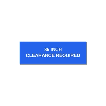 3.0x1.0" Safety Label - 36 INCH CLEARANCE REQUIRE — 3x1" White on Blue, Holes