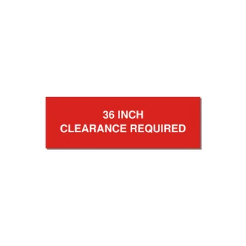 3.0x1.0" Safety Label - 36 INCH CLEARANCE REQUIRE — 3x1" White on Red, Holes