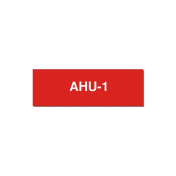 3.0x1.0" Safety Label - AHU-1 — 3x1" White on Red, Adhesive