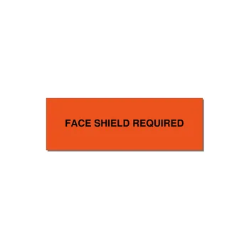 3.0x1.0" Safety Label - FACE SHIELD REQUIRED — 3x1" Black on Orange, Adhesive