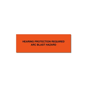 3.0x1.0" Safety Label - HEARING PROTECTION REQUIR — 3x1" Black on Orange, Holes