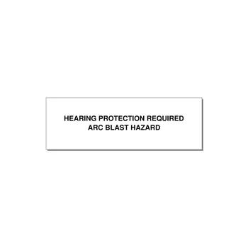 3.0x1.0" Safety Label - HEARING PROTECTION REQUIR — 3x1" Black on White, Holes
