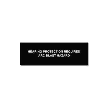 3.0x1.0" Safety Label - HEARING PROTECTION REQUIR — 3x1" White on Black, Holes