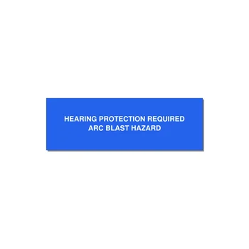 3.0x1.0" Safety Label - HEARING PROTECTION REQUIR — 3x1" White on Blue, Adhesive