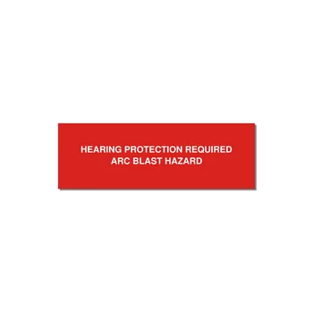 3.0x1.0" Safety Label - HEARING PROTECTION REQUIR — 3x1" White on Red, Holes