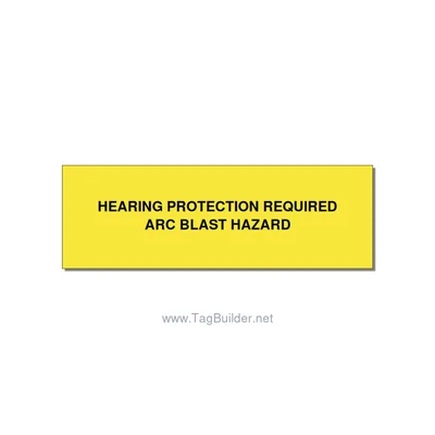 3.0x1.0" Safety Label - HEARING PROTECTION REQUIR, Black/Yellow, Holes thumbnail