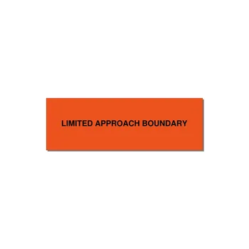 3.0x1.0" Safety Label - LIMITED APPROACH BOUNDARY — 3x1" Black on Orange, Holes