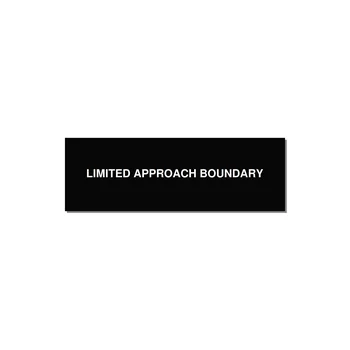 3.0x1.0" Safety Label - LIMITED APPROACH BOUNDARY — 3x1" White on Black, Holes