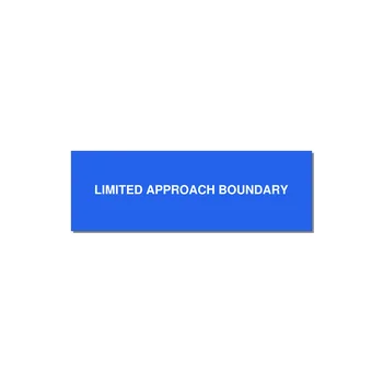 3.0x1.0" Safety Label - LIMITED APPROACH BOUNDARY — 3x1" White on Blue, Adhesive