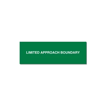 3.0x1.0" Safety Label - LIMITED APPROACH BOUNDARY — 3x1" White on Green, Holes