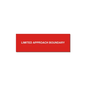 3.0x1.0" Safety Label - LIMITED APPROACH BOUNDARY — 3x1" White on Red, Holes