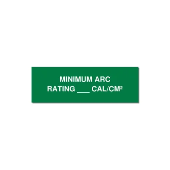 3.0x1.0" Safety Label - MINIMUM ARC RATING ___ CA — 3x1" White on Green, Adhesive