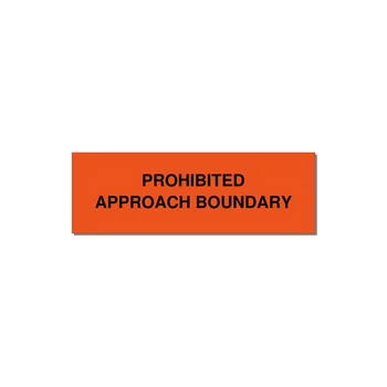 3.0x1.0" Safety Label - PROHIBITED APPROACH BOUND — 3x1" Black on Orange, Holes