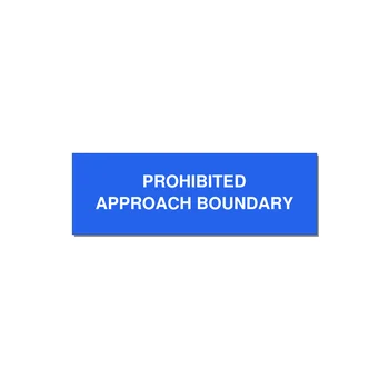 3.0x1.0" Safety Label - PROHIBITED APPROACH BOUND — 3x1" White on Blue, Holes