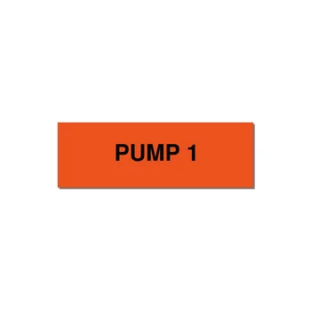3.0x1.0" Safety Label - PUMP 1 — 3x1" Black on Orange, Adhesive