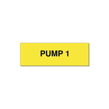 3.0x1.0" Safety Label - PUMP 1 — 3x1" Black on Yellow, Holes