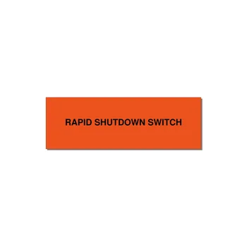 3.0x1.0" Safety Label - RAPID SHUTDOWN SWITCH — 3x1" Black on Orange, Holes