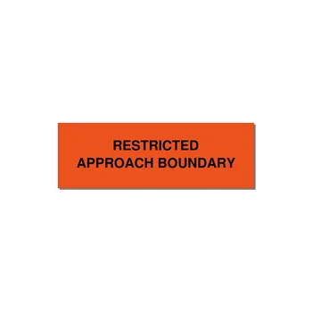 3.0x1.0" Safety Label - RESTRICTED APPROACH BOUND — 3x1" Black on Orange, Holes