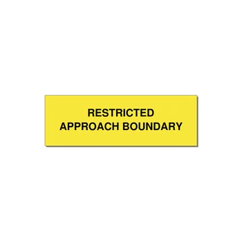 3.0x1.0" Safety Label - RESTRICTED APPROACH BOUND — 3x1" Black on Yellow, Holes