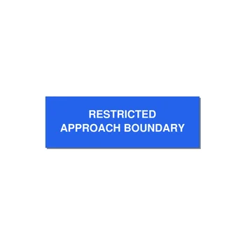 3.0x1.0" Safety Label - RESTRICTED APPROACH BOUND — 3x1" White on Blue, Adhesive