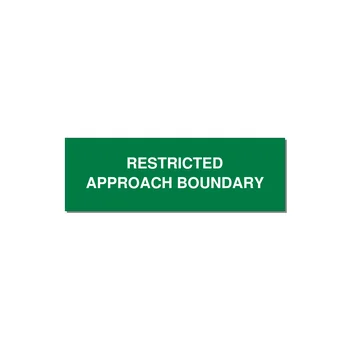 3.0x1.0" Safety Label - RESTRICTED APPROACH BOUND — 3x1" White on Green, Adhesive