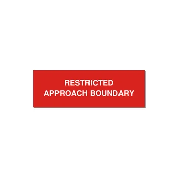 3.0x1.0" Safety Label - RESTRICTED APPROACH BOUND — 3x1" White on Red, Adhesive