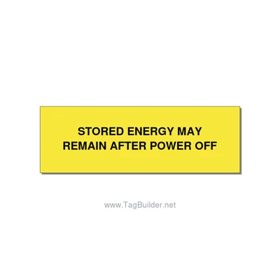3.0x1.0" Safety Label - STORED ENERGY MAY REMAIN , Black/Yellow, Holes thumbnail