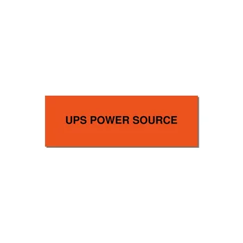 3.0x1.0" Safety Label - UPS POWER SOURCE — 3x1" Black on Orange, Holes