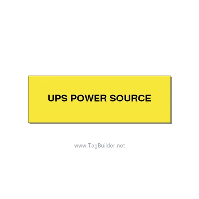 3.0x1.0" Safety Label - UPS POWER SOURCE, Black/Yellow, Holes thumbnail