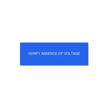 3.0x1.0" Safety Label - VERIFY ABSENCE OF VOLTAGE — 3x1" White on Blue, Holes
