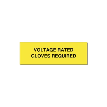 3.0x1.0" Safety Label - VOLTAGE RATED GLOVES REQU — 3x1" Black on Yellow, Adhesive