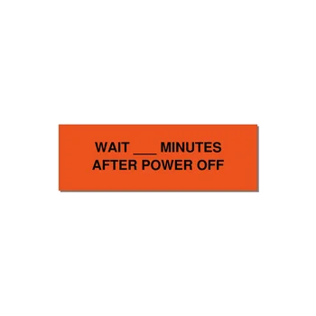 3.0x1.0" Safety Label - WAIT ___ MINUTES AFTER PO — 3x1" Black on Orange, Adhesive
