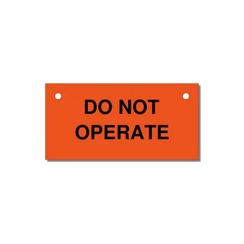 3.0x1.5" Equipment Safety Tag - DO NOT OPERATE — 3x1.5" Black on Orange, Holes
