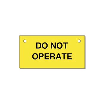 3.0x1.5" Equipment Safety Tag - DO NOT OPERATE — 3x1.5" Black on Yellow, Holes