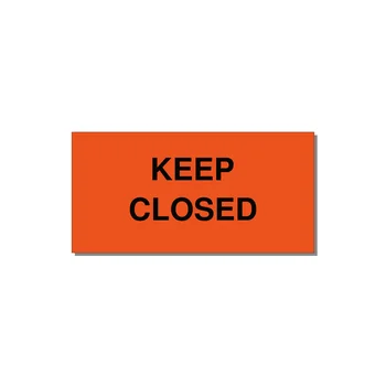 3.0x1.5" Safety Label - KEEP CLOSED — 3x1.5" Black on Orange, Adhesive