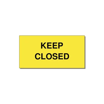 3.0x1.5" Safety Label - KEEP CLOSED — 3x1.5" Black on Yellow, Adhesive