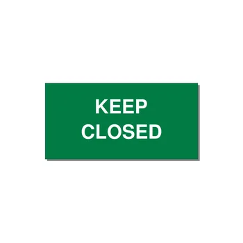 3.0x1.5" Safety Label - KEEP CLOSED — 3x1.5" White on Green, Adhesive