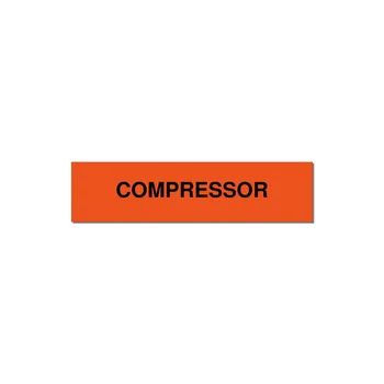 4.0x1.0" Safety Label - COMPRESSOR — 4x1" Black on Orange, Adhesive