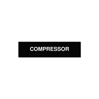 4.0x1.0" Safety Label - COMPRESSOR — 4x1" White on Black, Adhesive