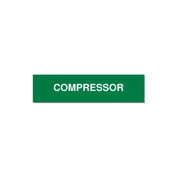 4.0x1.0" Safety Label - COMPRESSOR — 4x1" White on Green, Holes