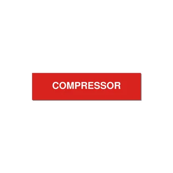 4.0x1.0" Safety Label - COMPRESSOR — 4x1" White on Red, Adhesive