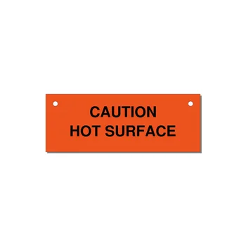 4.0x1.5" Caution Safety Label - CAUTION HOT SURFACE — 4x1.5" Black on Orange, Holes