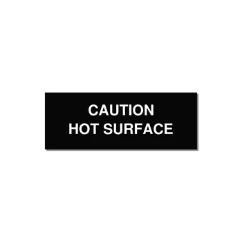 4.0x1.5" Caution Safety Label - CAUTION HOT SURFACE — 4x1.5" White on Black, Adhesive
