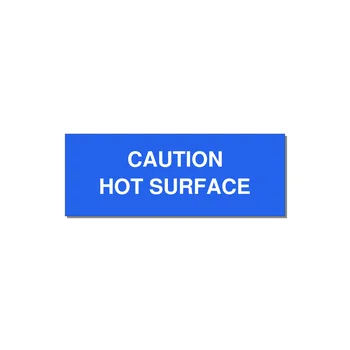 4.0x1.5" Caution Safety Label - CAUTION HOT SURFACE — 4x1.5" White on Blue, Adhesive
